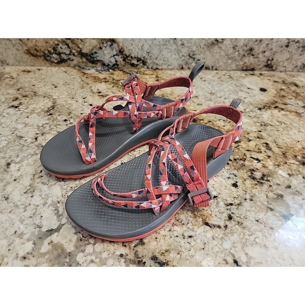 Chaco Womens ZX/2 Cloud Size 5 Sport Shoes Orange Geometric Sandals